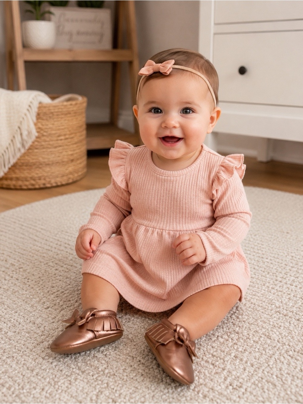 New Rose Gold Baby Fringe Moccasins Size 0-3M